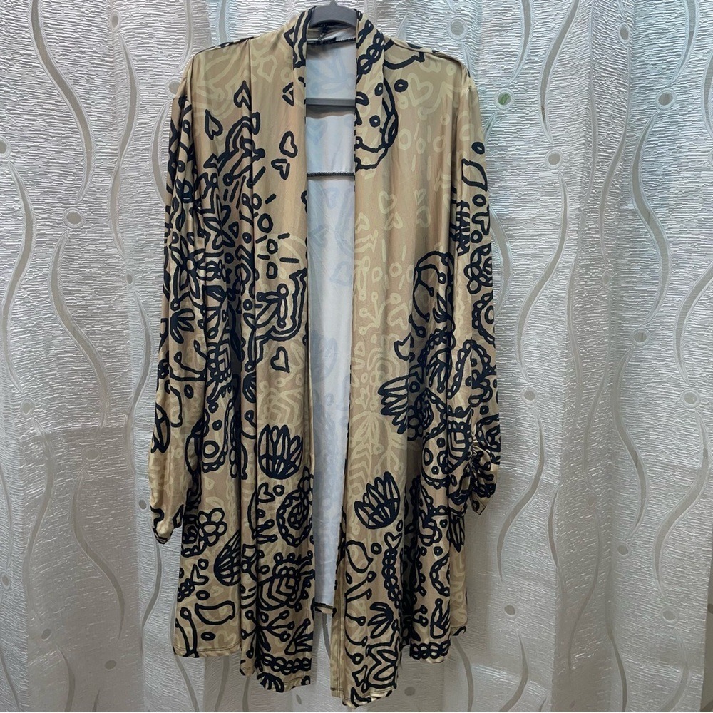 Lily by Firmiana Abstract Print Duster Cardigan Kimono Open Front‎ 2XL